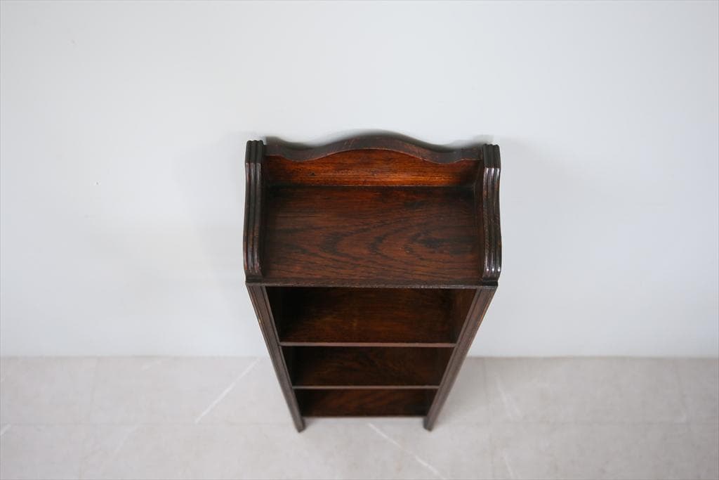 英国アンティーク木製ブックシェルフ/本棚/飾り棚/ラック/花台(91-62)