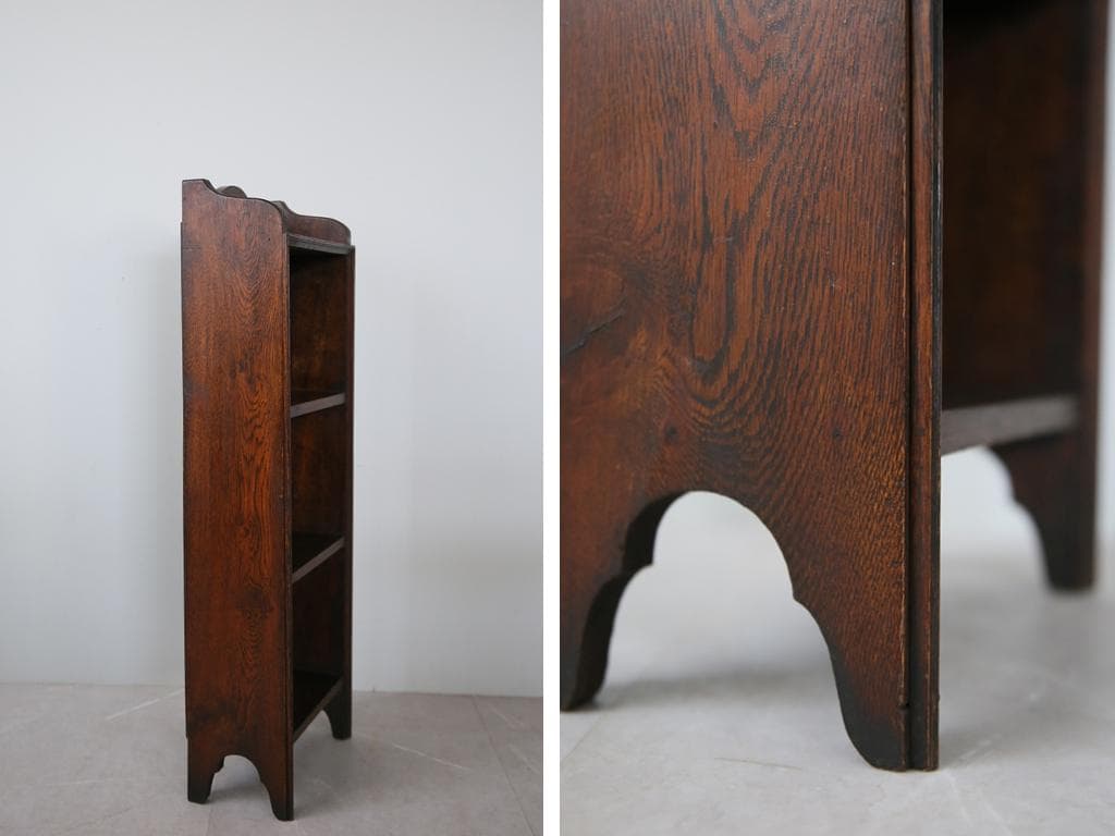 英国アンティーク木製ブックシェルフ/本棚/飾り棚/ラック/花台(91-62)