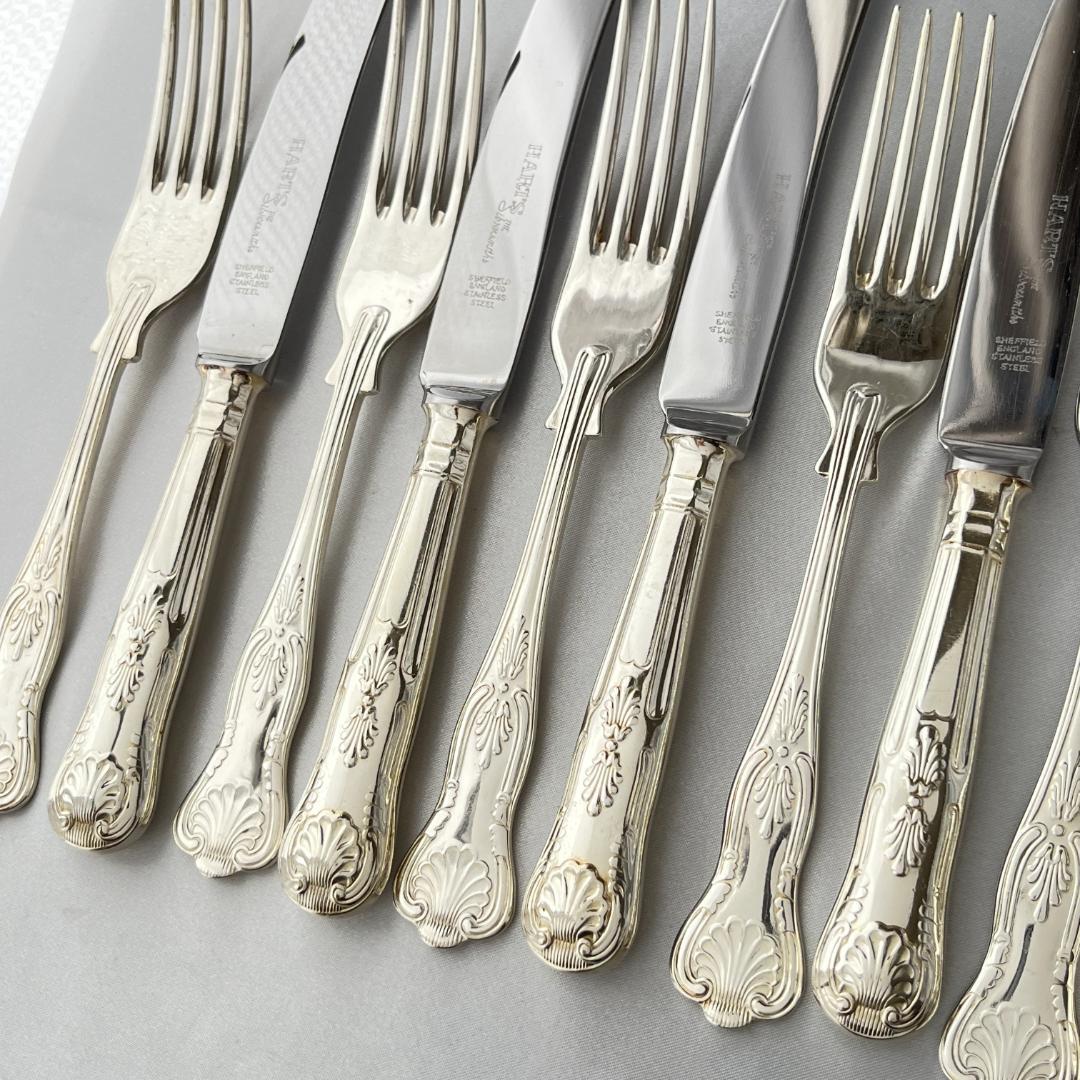 【英国】 キングスパターン デザートナイフ / フォーク 12本