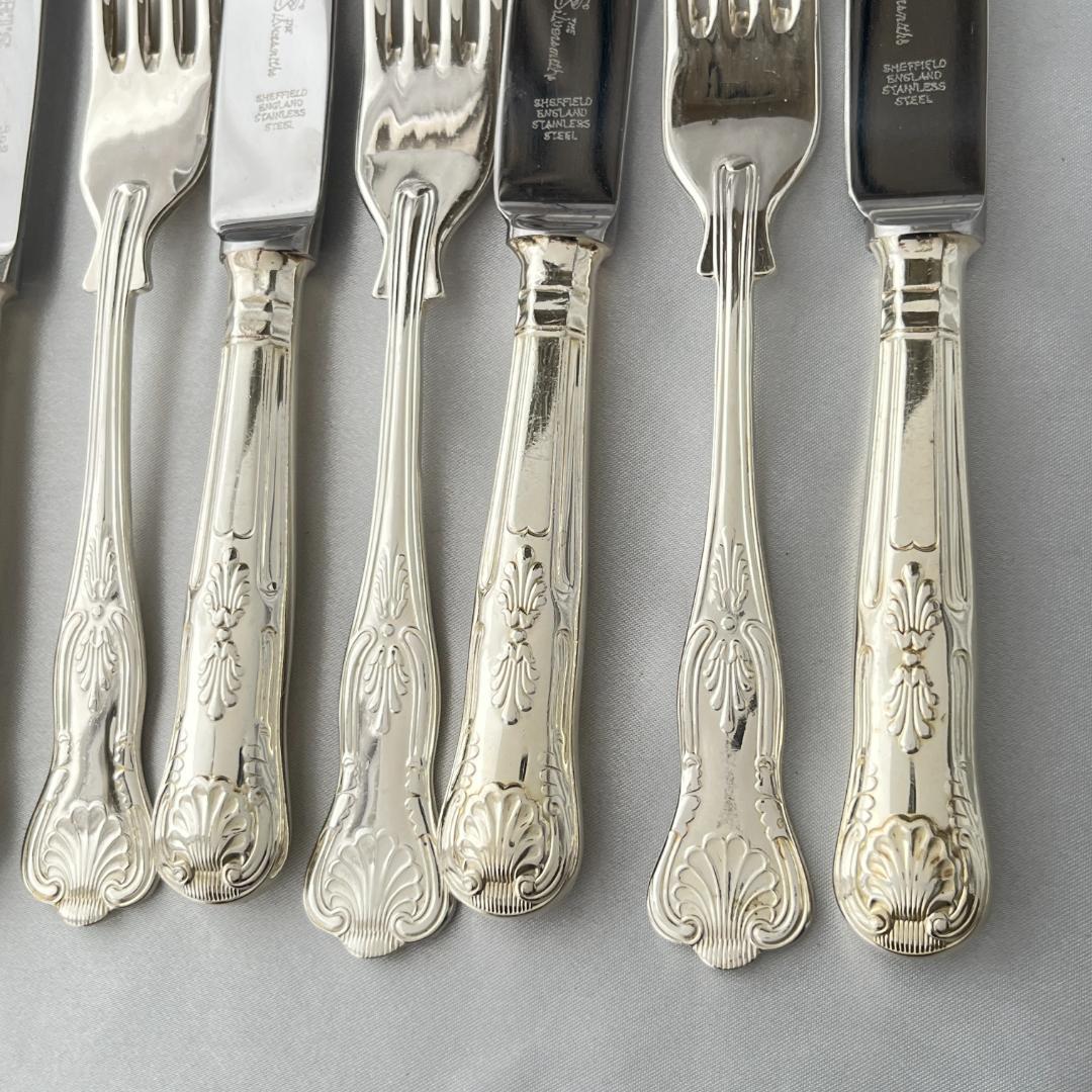 【英国】 キングスパターン デザートナイフ / フォーク 12本