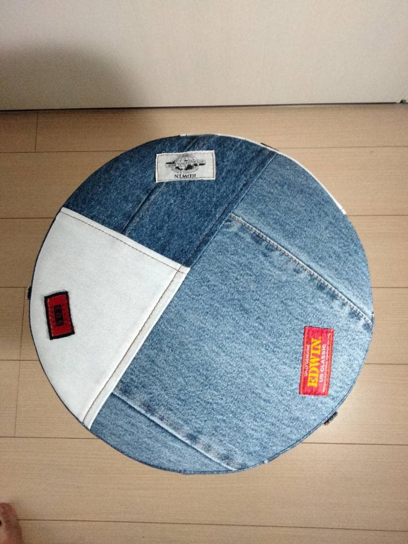 【張替え未使用品】EDWIN デニムパッチワークスツール