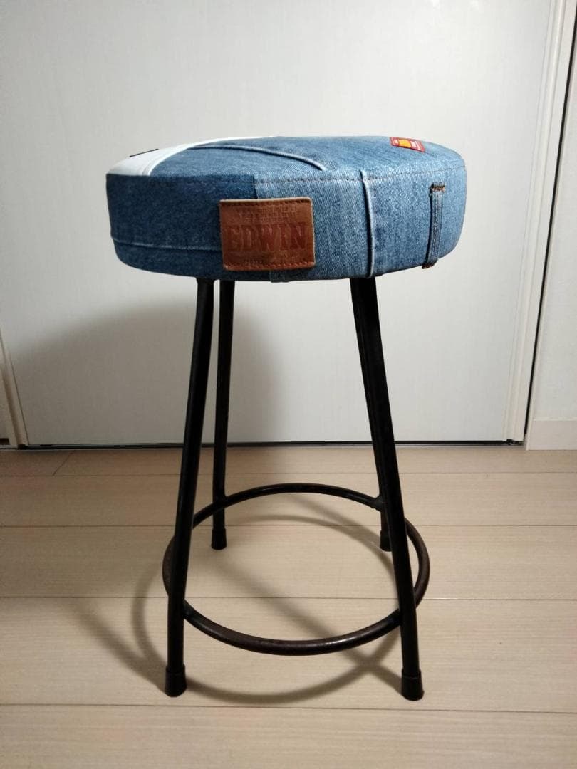 【張替え未使用品】EDWIN デニムパッチワークスツール