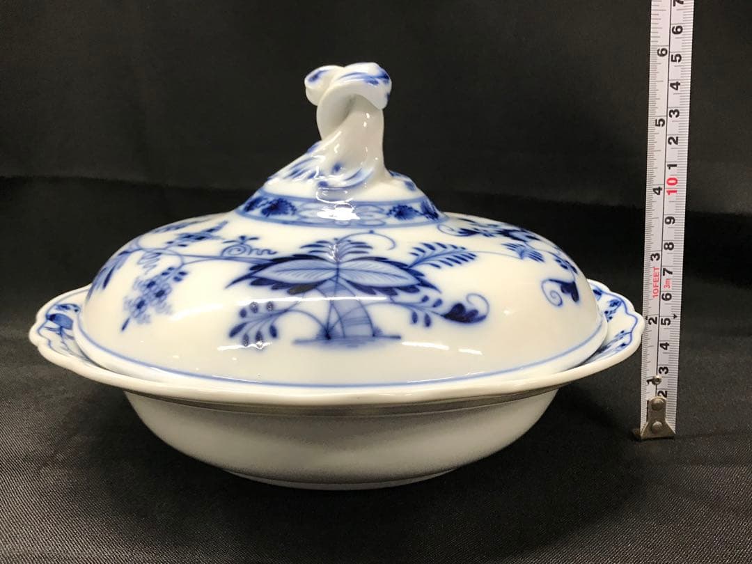 【レアUSED】meissen マイセン　ブルーオニオン　蓋付　蓋物