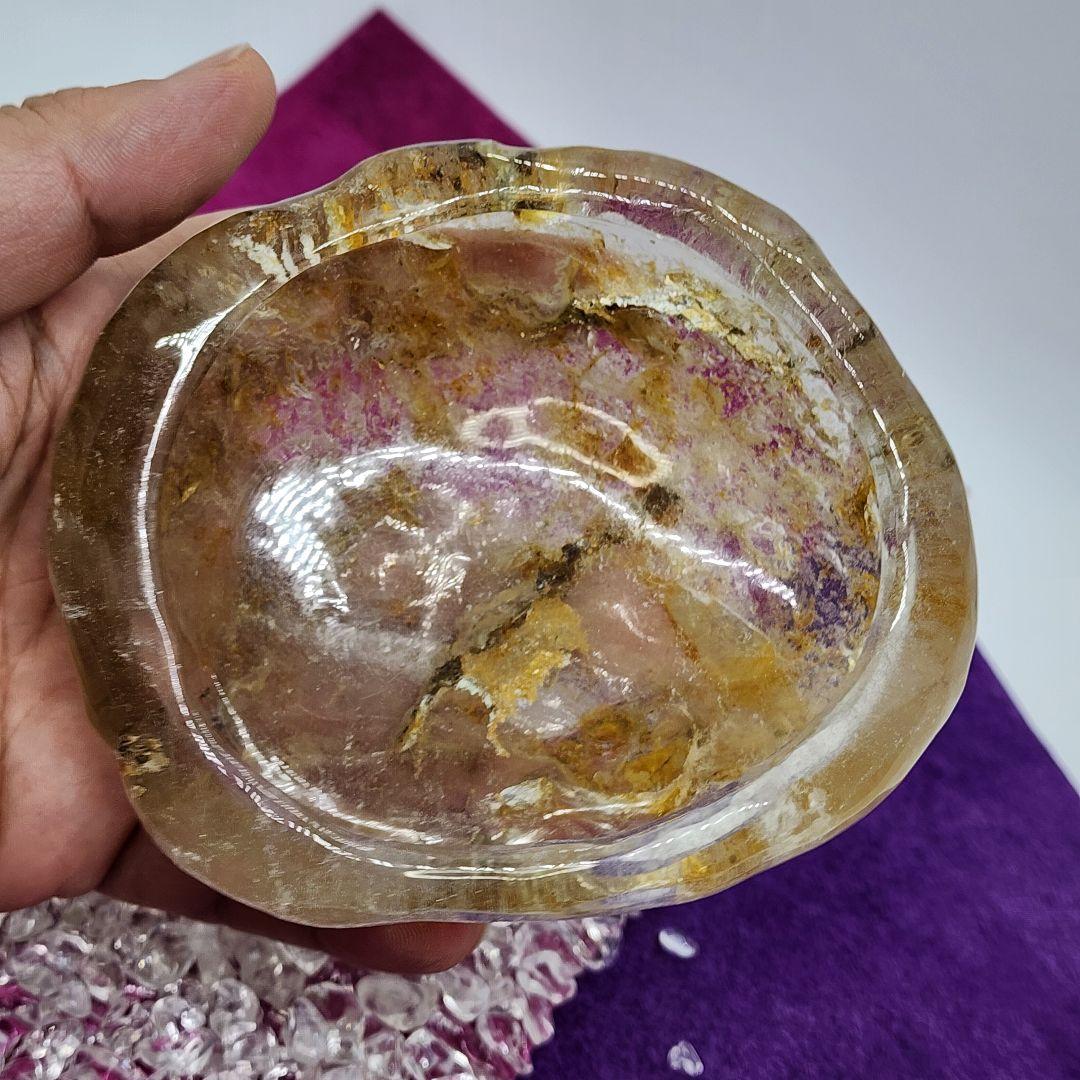 ヒマラヤ産水晶さざれ石とライモナイト入りクォーツボウル 浄化セット