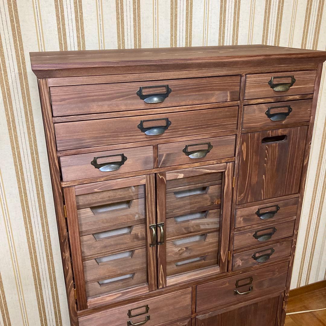 シェルフ 飾り棚 幅75cm KARE風 ヒノキの集成材