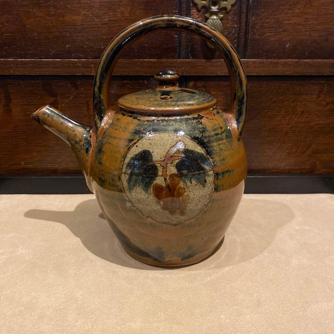 益子焼 土瓶 湯呑 民芸 民藝 作家物 骨董 急須 茶道具 陶芸 陶器 柿釉