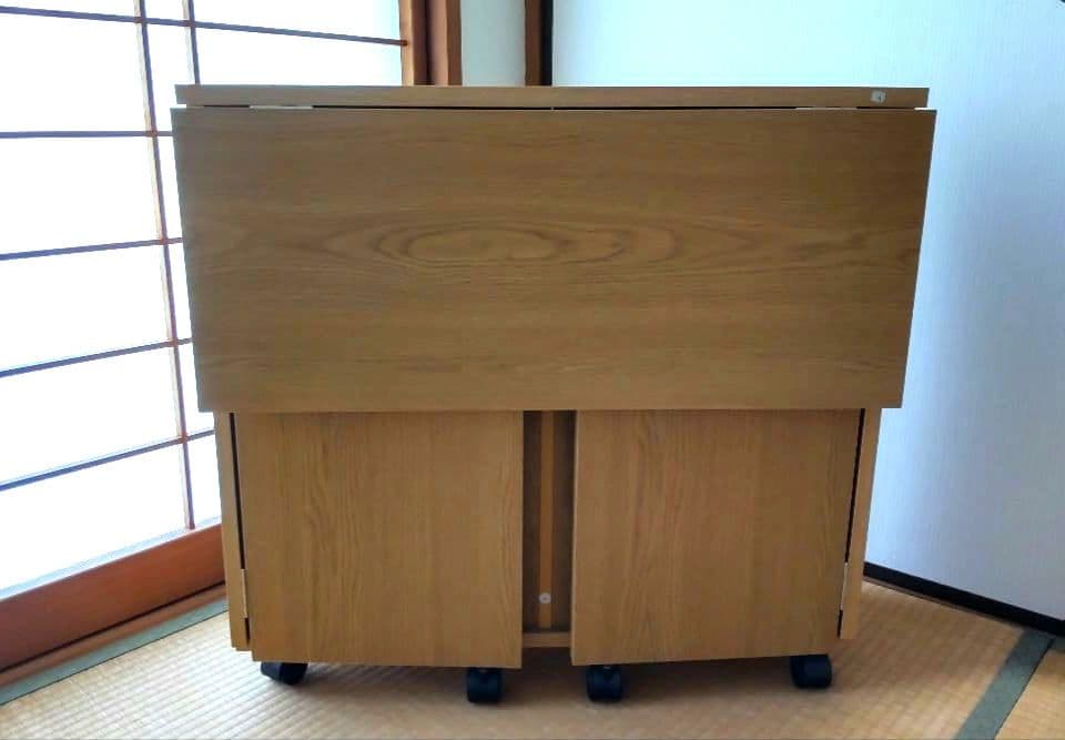 キャスター付　押入れ・クローゼット収納　折りたたみ式デスク　ミシン・作業台