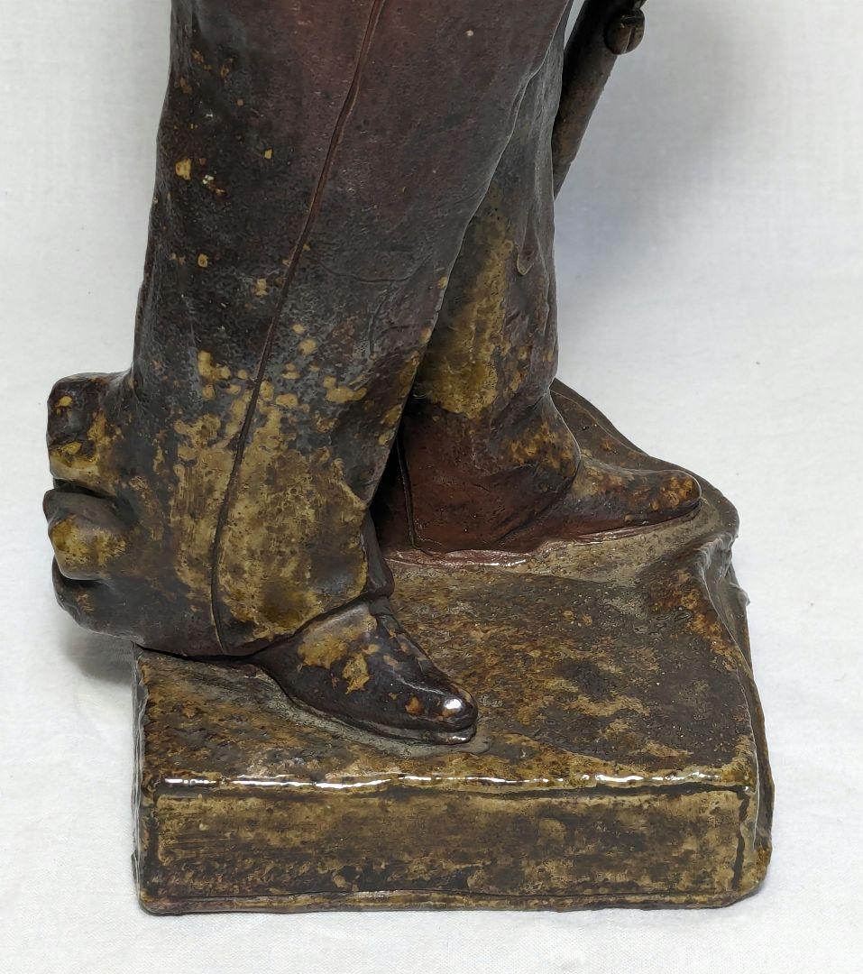 藤原陶斎 備前焼 東郷平八郎像 合箱 置物 陶像 藤原陶斉 インテリア 工芸品