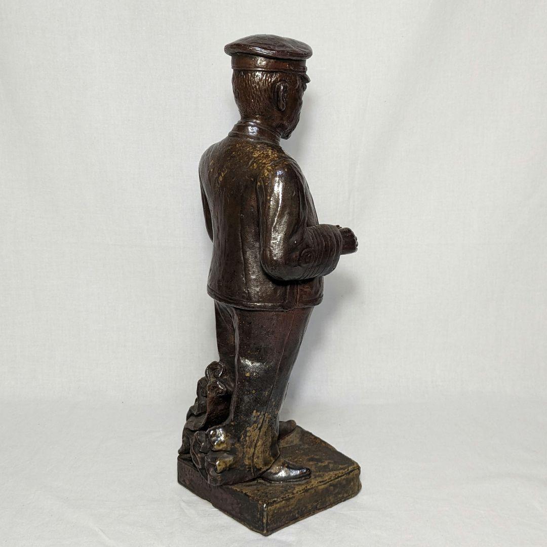 藤原陶斎 備前焼 東郷平八郎像 合箱 置物 陶像 藤原陶斉 インテリア 工芸品