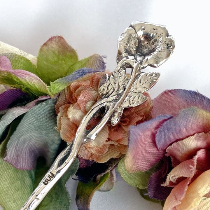 ドイツ製 ヒルデスハイムローズ 薔薇のピックフォーク大 銀800製 美品