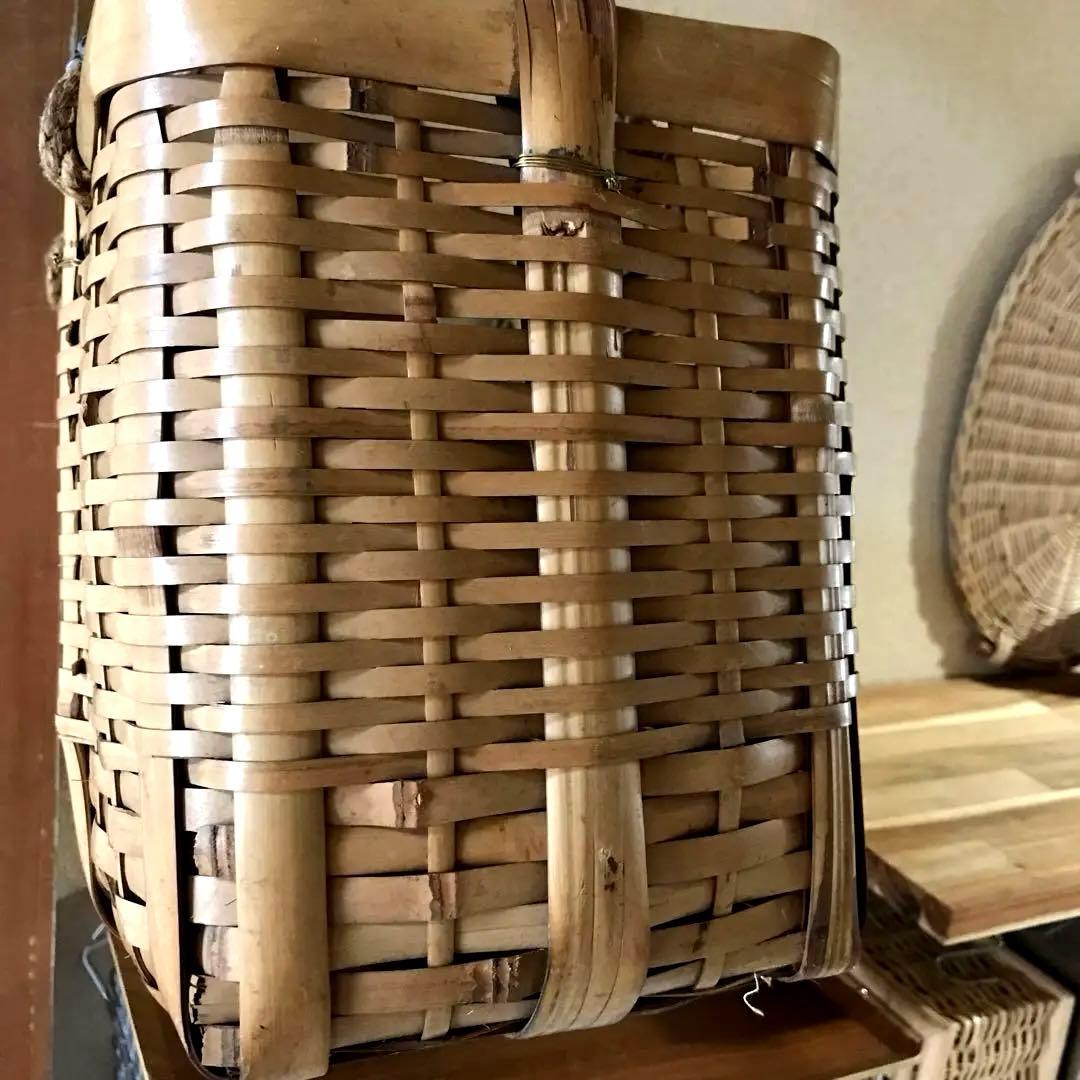 竹　御用カゴ　市場カゴ　ピクニックバスケ& お弁当箱　2点セット売り