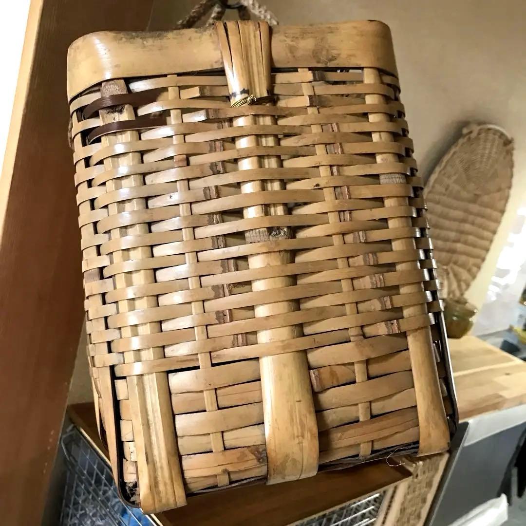 竹　御用カゴ　市場カゴ　ピクニックバスケ& お弁当箱　2点セット売り