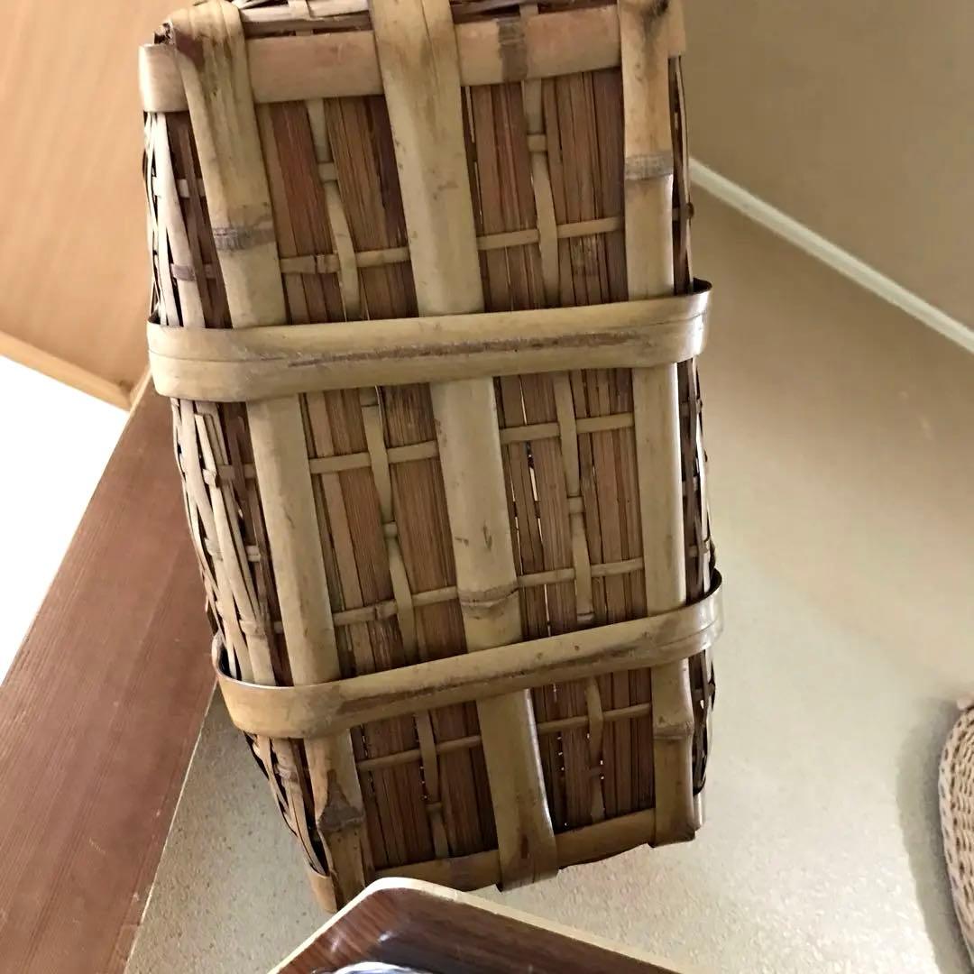 竹　御用カゴ　市場カゴ　ピクニックバスケ& お弁当箱　2点セット売り