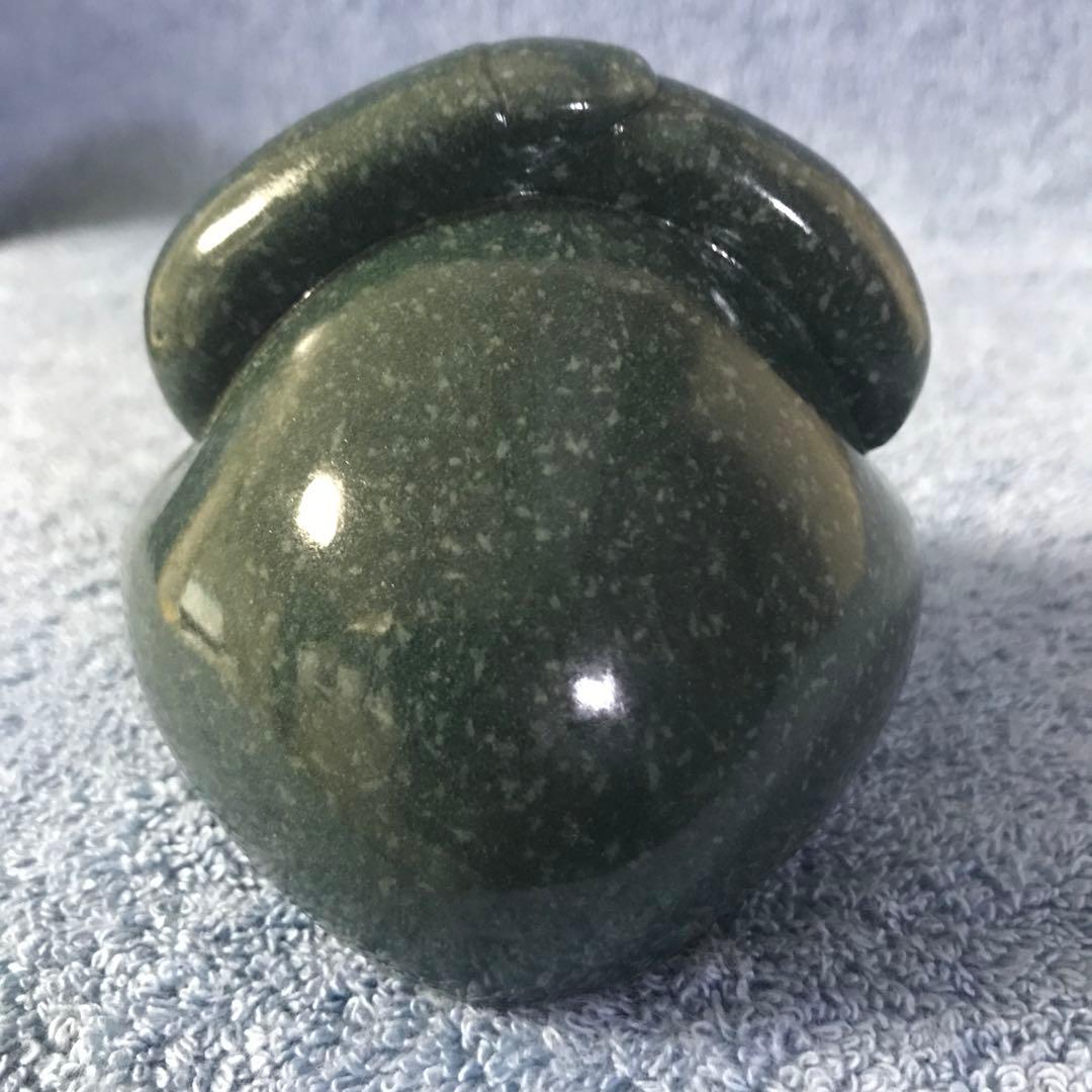 #130 天然緑御影石製猿