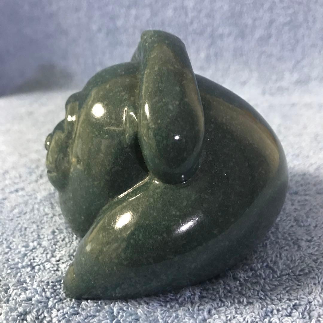 #130 天然緑御影石製猿