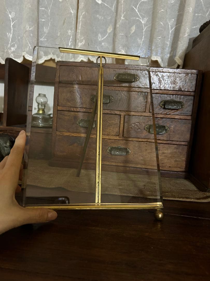 フランスアンティーク クリスタル 特大フォト スタンド