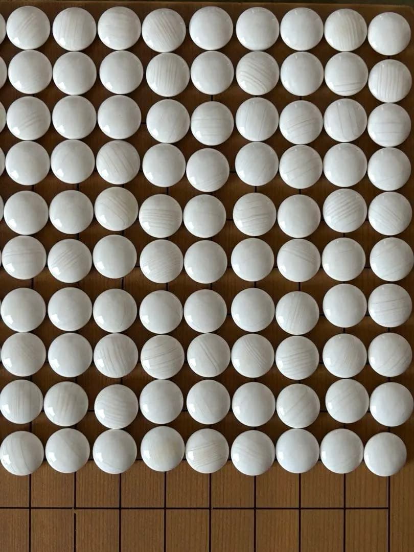 【美品】囲碁① 天然木 特大碁笥＋碁石(蛤・那智黒)35号・月 セット