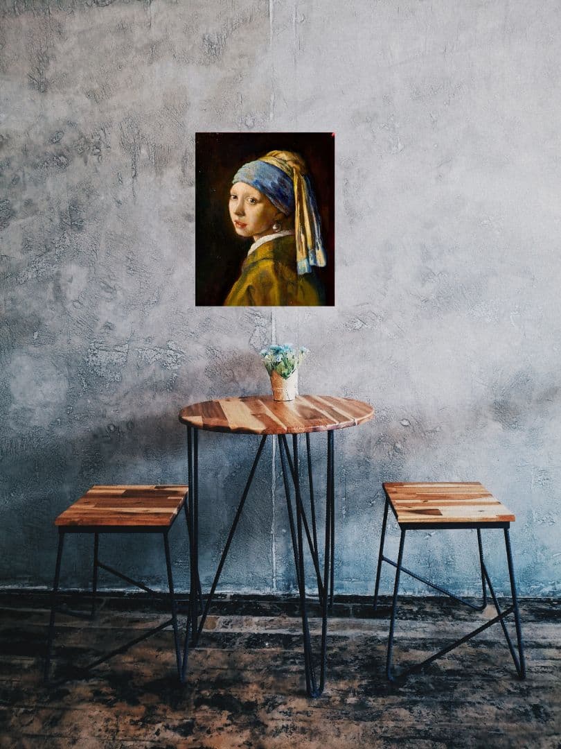 フェルメール【模写】真珠の耳飾りの少女 画家painterTMK真筆 肉筆模写