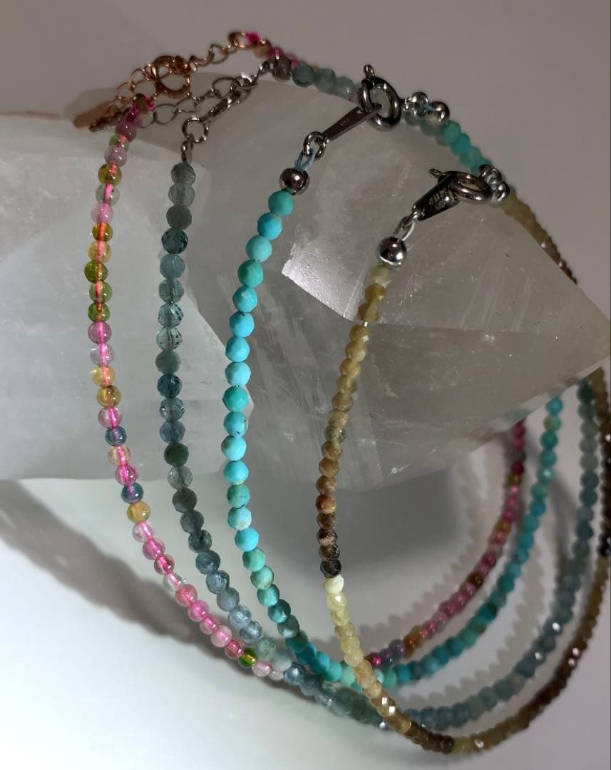 サファイア　ターコイズ　インディゴトルマリン　ミックストルマリン　ブレスレット