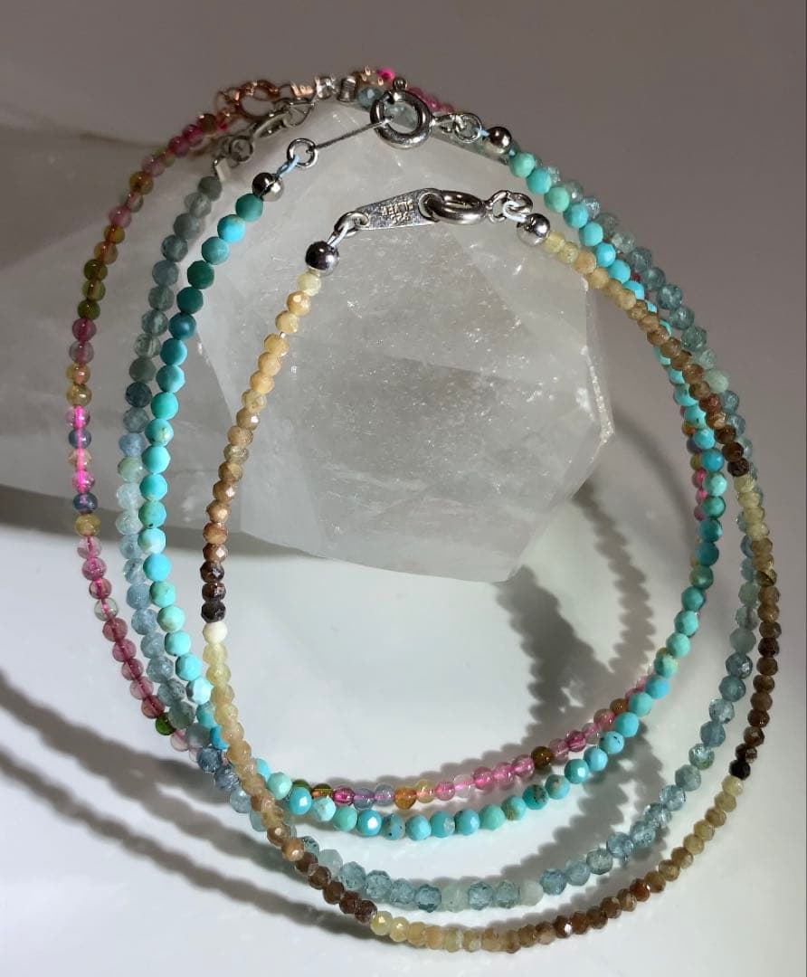 サファイア　ターコイズ　インディゴトルマリン　ミックストルマリン　ブレスレット