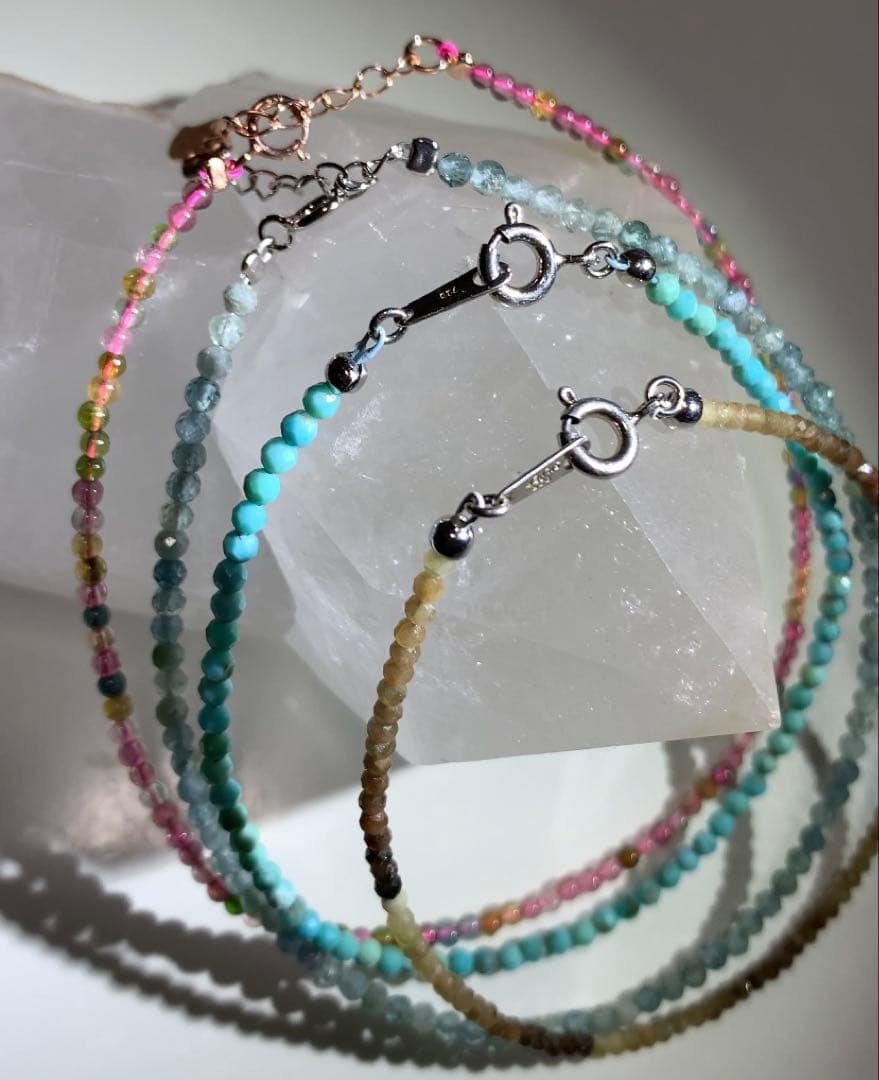 サファイア　ターコイズ　インディゴトルマリン　ミックストルマリン　ブレスレット