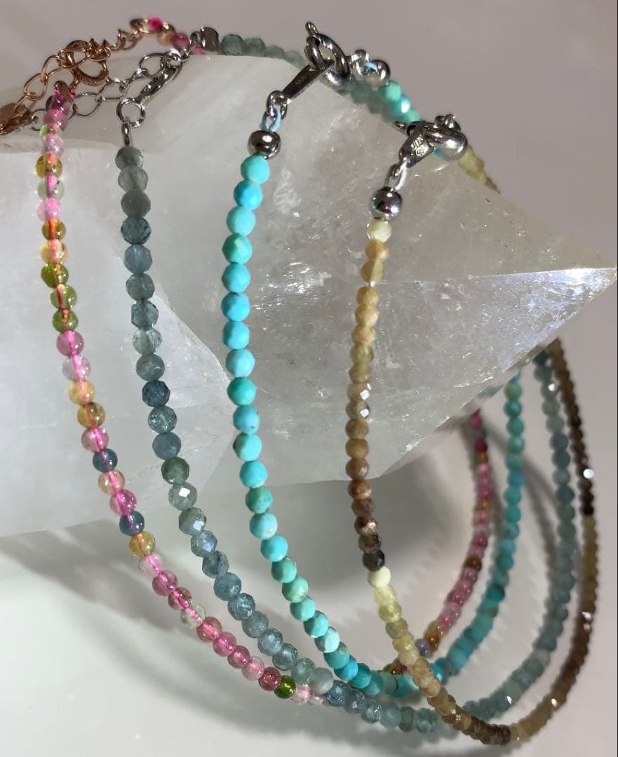 サファイア　ターコイズ　インディゴトルマリン　ミックストルマリン　ブレスレット