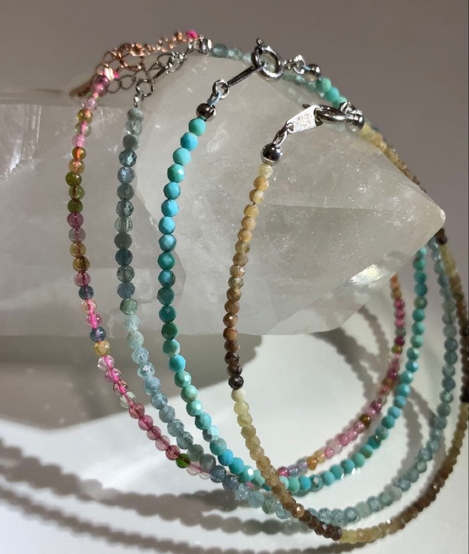 サファイア　ターコイズ　インディゴトルマリン　ミックストルマリン　ブレスレット