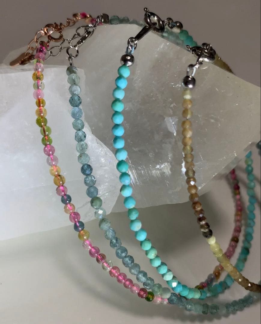 サファイア　ターコイズ　インディゴトルマリン　ミックストルマリン　ブレスレット