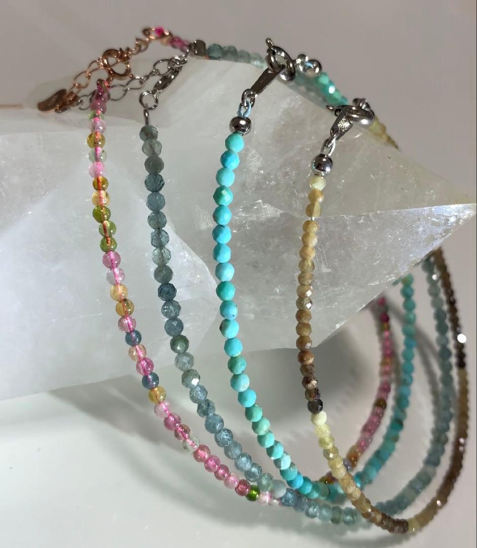 サファイア　ターコイズ　インディゴトルマリン　ミックストルマリン　ブレスレット