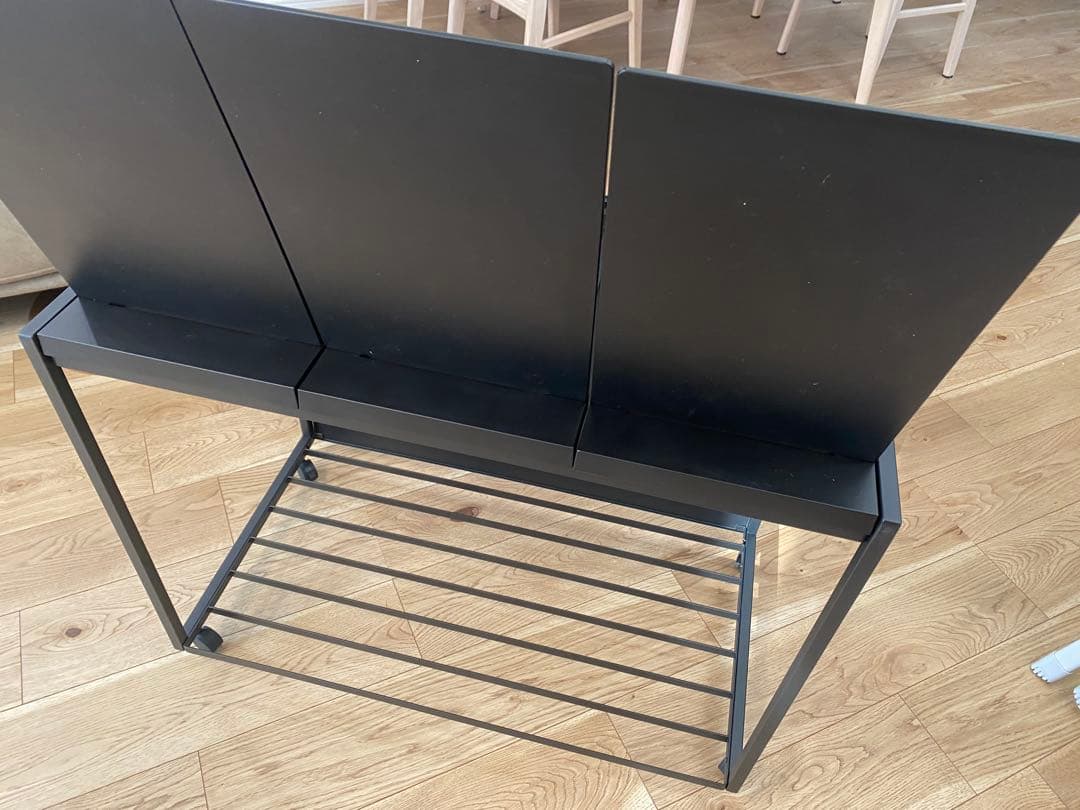 ブラック スチール製 ごみ箱 3分割蓋付き袋留めtower