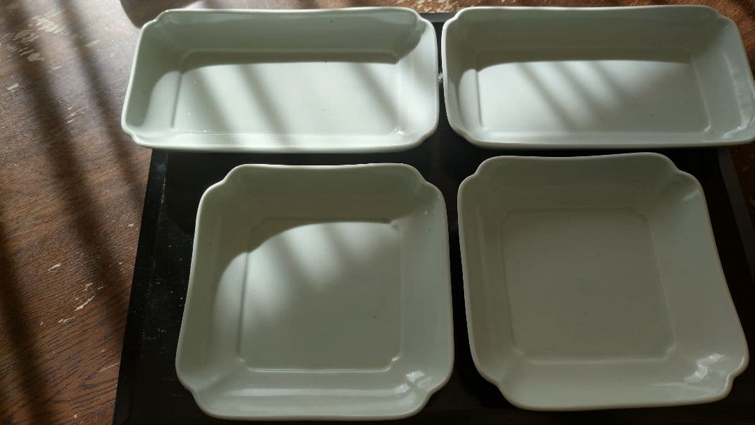 木爪正角皿2枚　　長角皿2枚