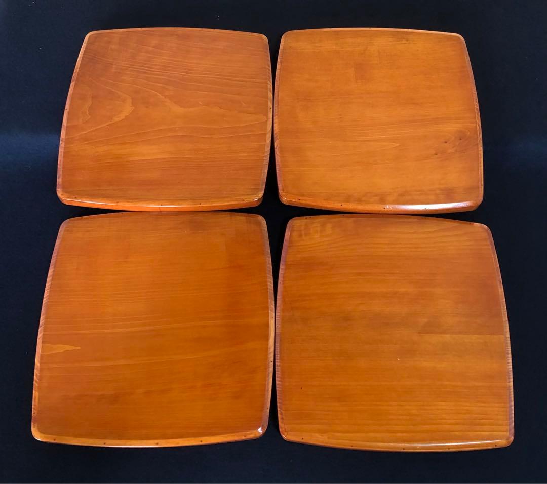 《R》春慶塗 胴張 折敷9客 四方膳 銘々膳 木製漆器 木箱　260203く4