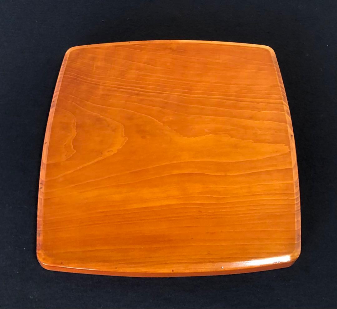 《R》春慶塗 胴張 折敷9客 四方膳 銘々膳 木製漆器 木箱　260203く4