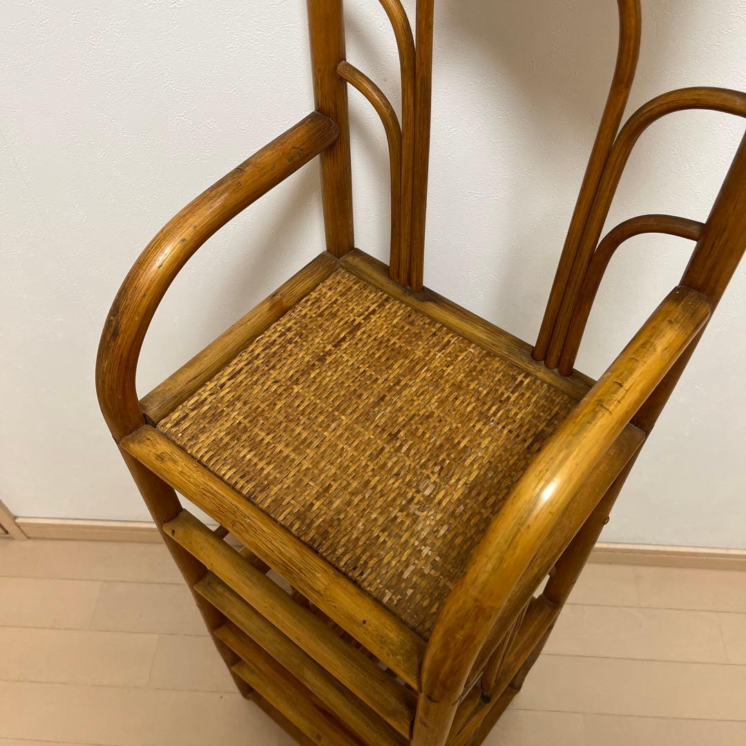 藤　ラタン　鏡　ミラー　棚　インテリア　昭和　レトロ