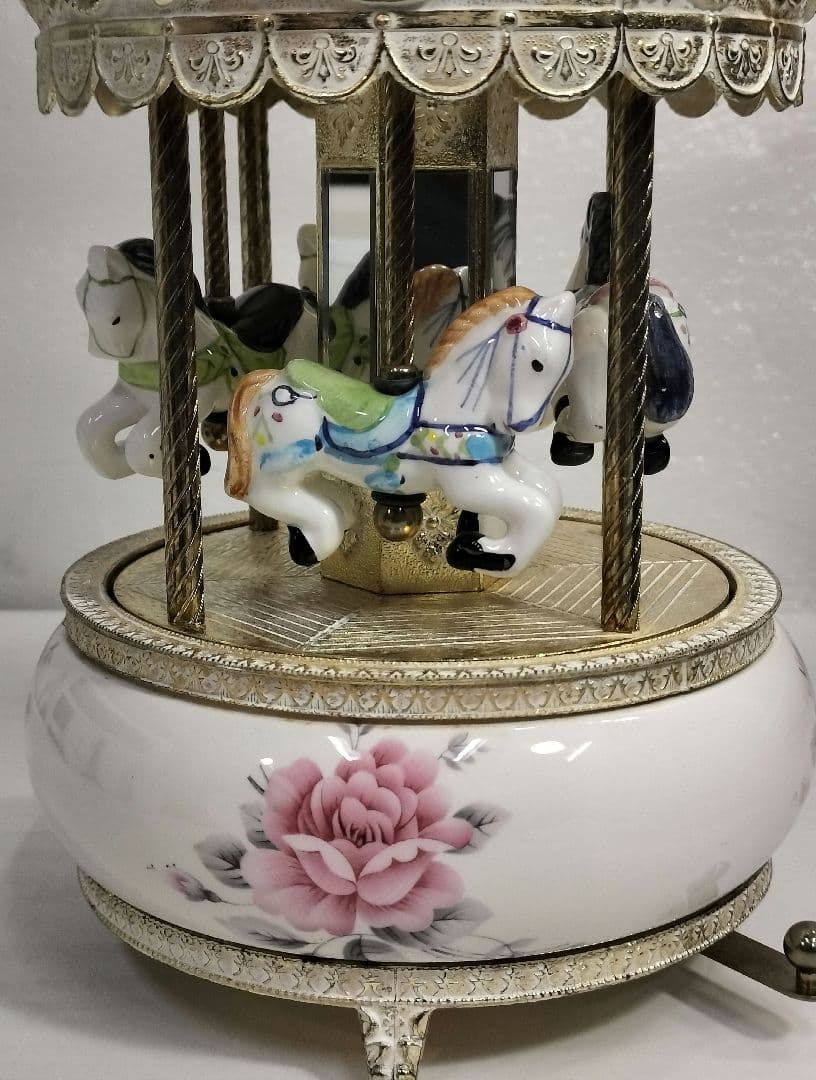 ヴィンテージ 陶器製 メリーゴーランド オルゴール Sankyo