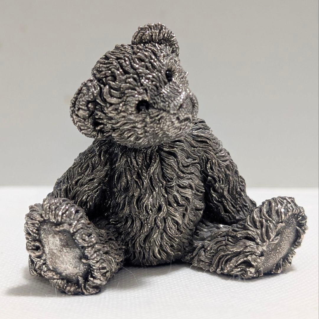 純銀張 英国 スターリングシルバー ホールマーク テディベア 彫刻 くま