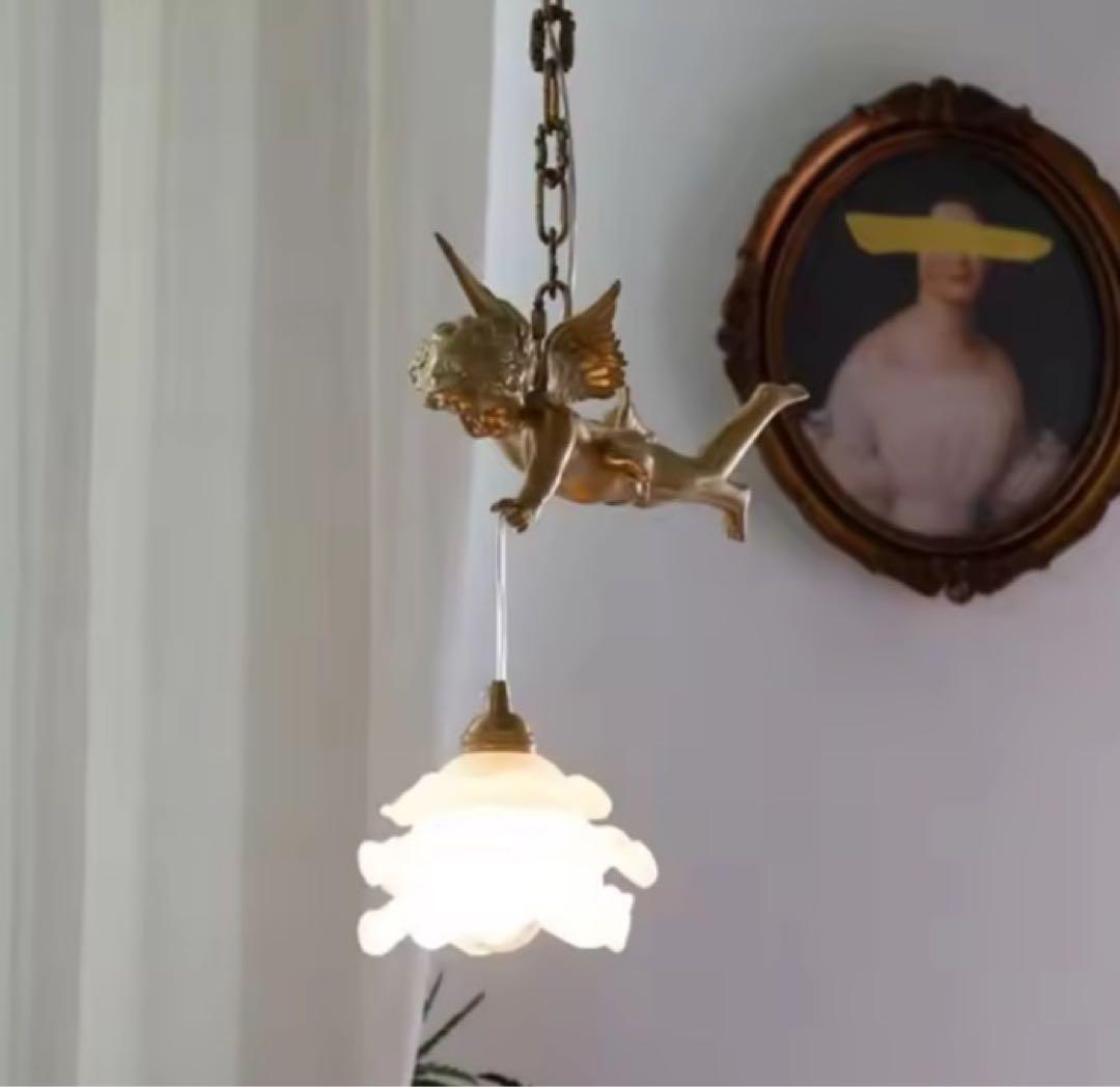 フレンチアンティーク 調天使のペンダントライト ロココ