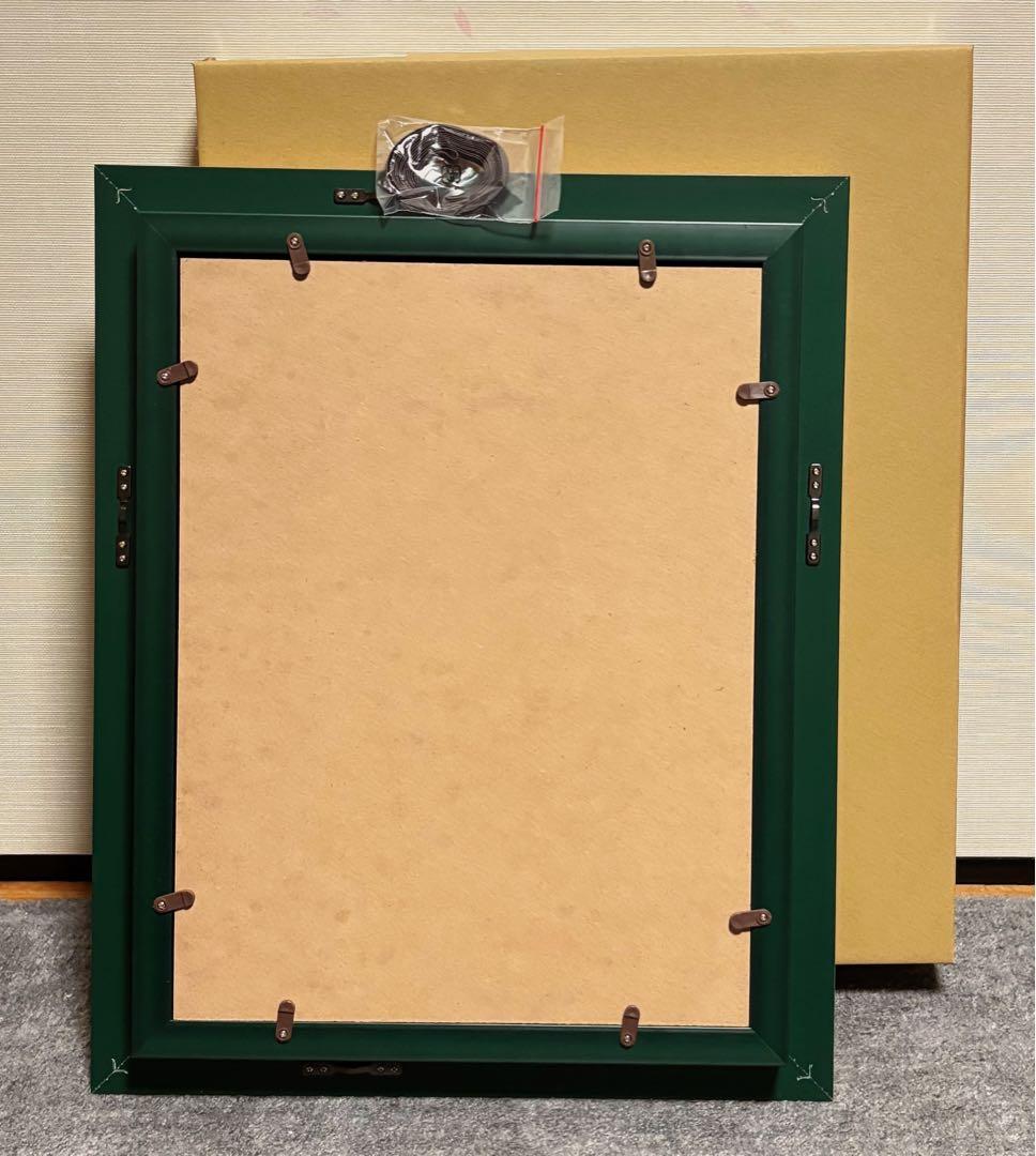 F4号】手描き油彩画 水森亜土 額縁 未使用額 サイン 絵画 女の子 猫