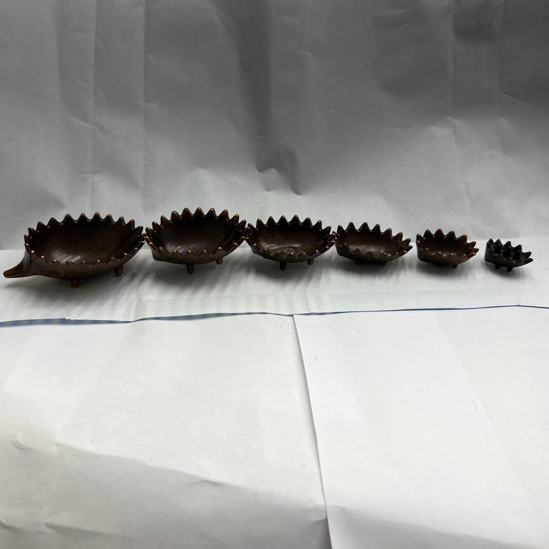 ギリシャ製 真鍮製　ハリネズミ 灰皿 アッシュトレイ アンティーク ６個セット