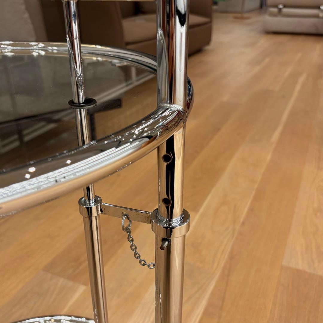 ガラスサイドテーブル　昇降式　モダン　アジャスタブルテーブル