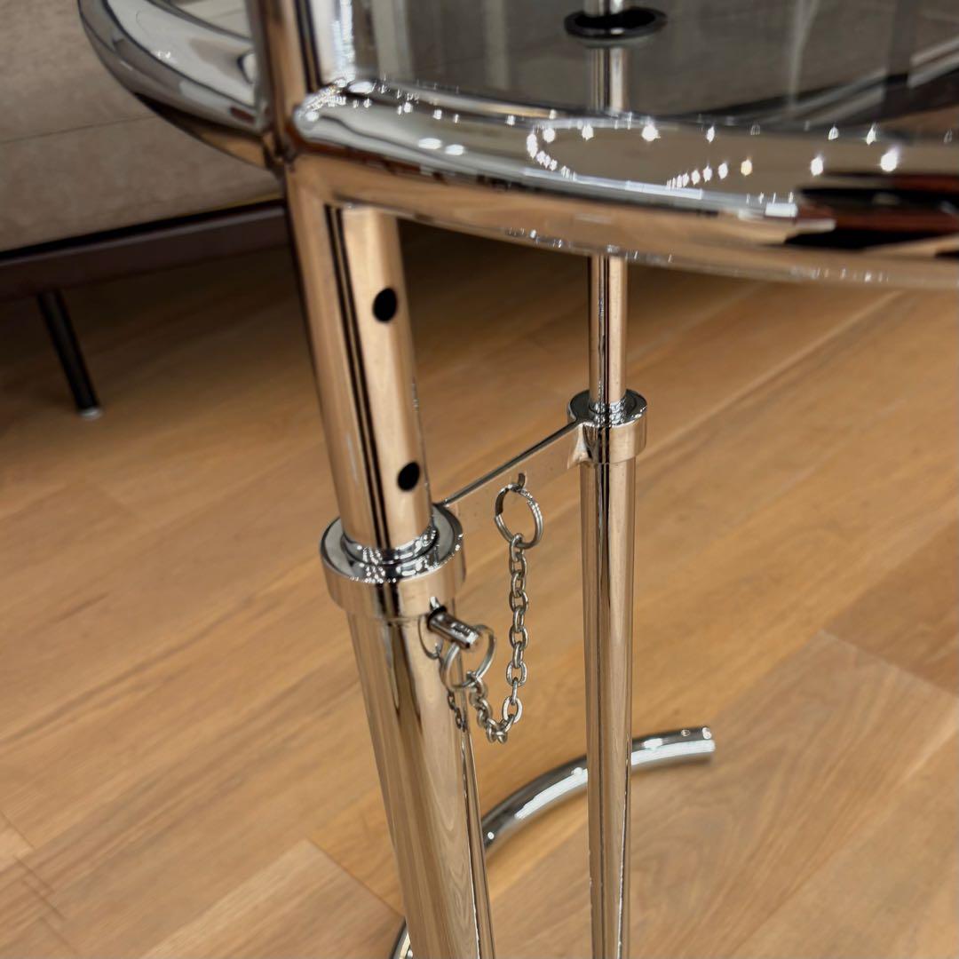 ガラスサイドテーブル　昇降式　モダン　アジャスタブルテーブル