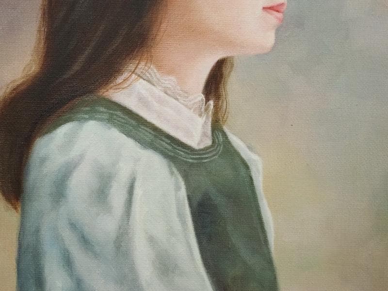 限定値下げ】油彩画 女性肖像 人物画 油絵 藤井勉 F6 額付き 手描き