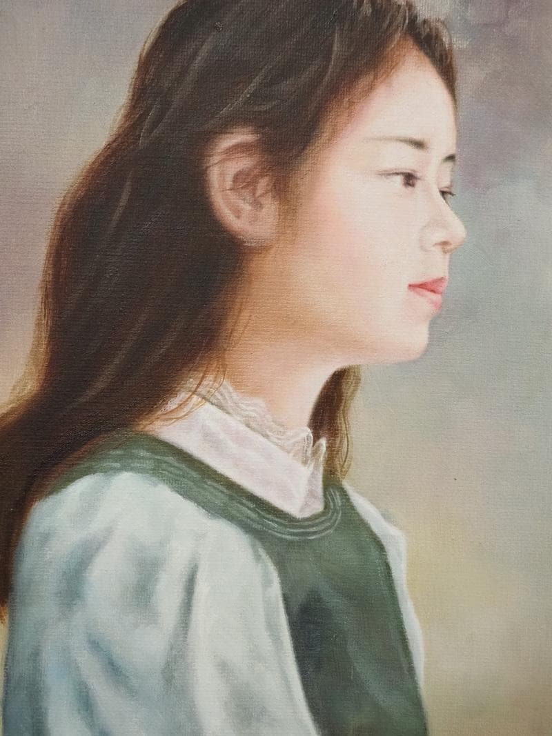 限定値下げ】油彩画 女性肖像 人物画 油絵 藤井勉 F6 額付き 手描き