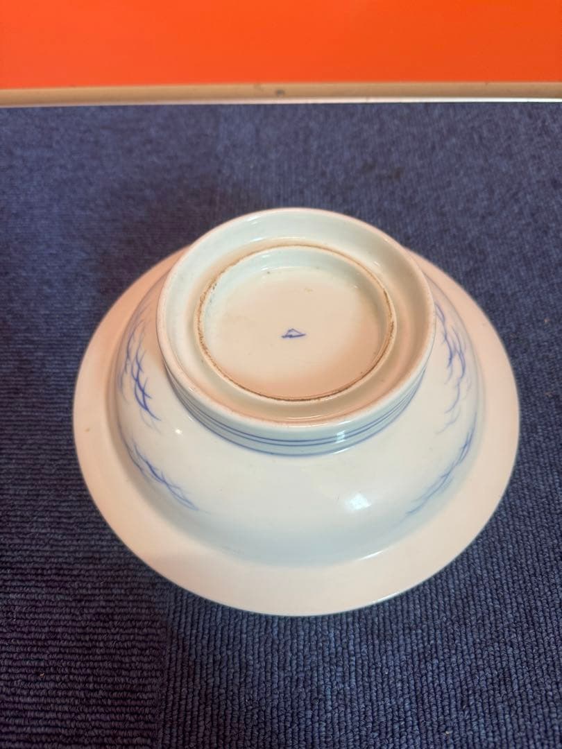 2059 深川製磁 染錦富士に双鶴松絵 深鉢 時代物