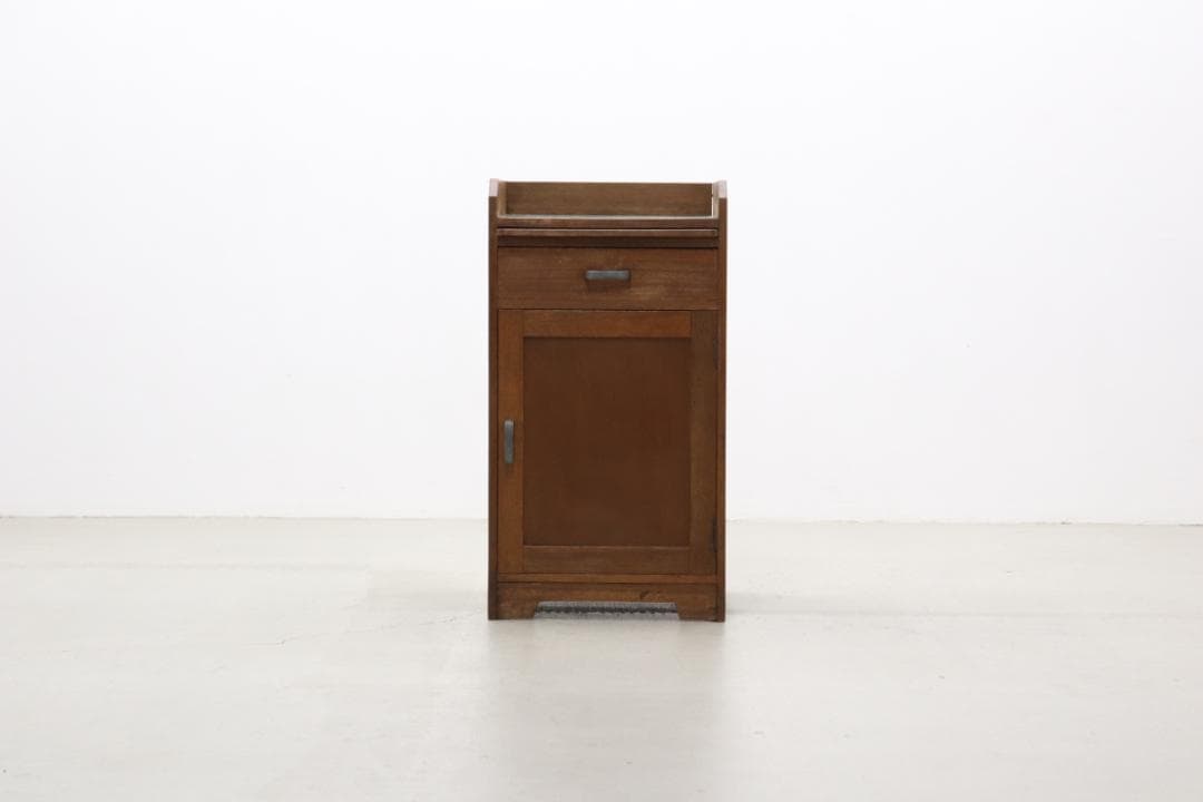 レトロ ラワン無垢材 トレー付き キャビネット 脇机 引き出し 花台 電話台