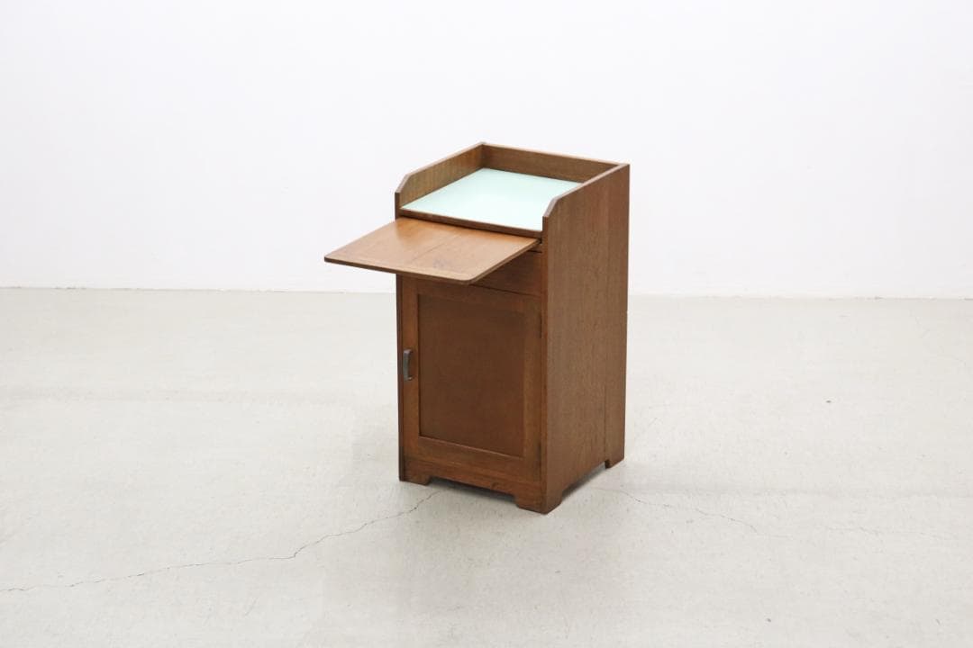 レトロ ラワン無垢材 トレー付き キャビネット 脇机 引き出し 花台 電話台