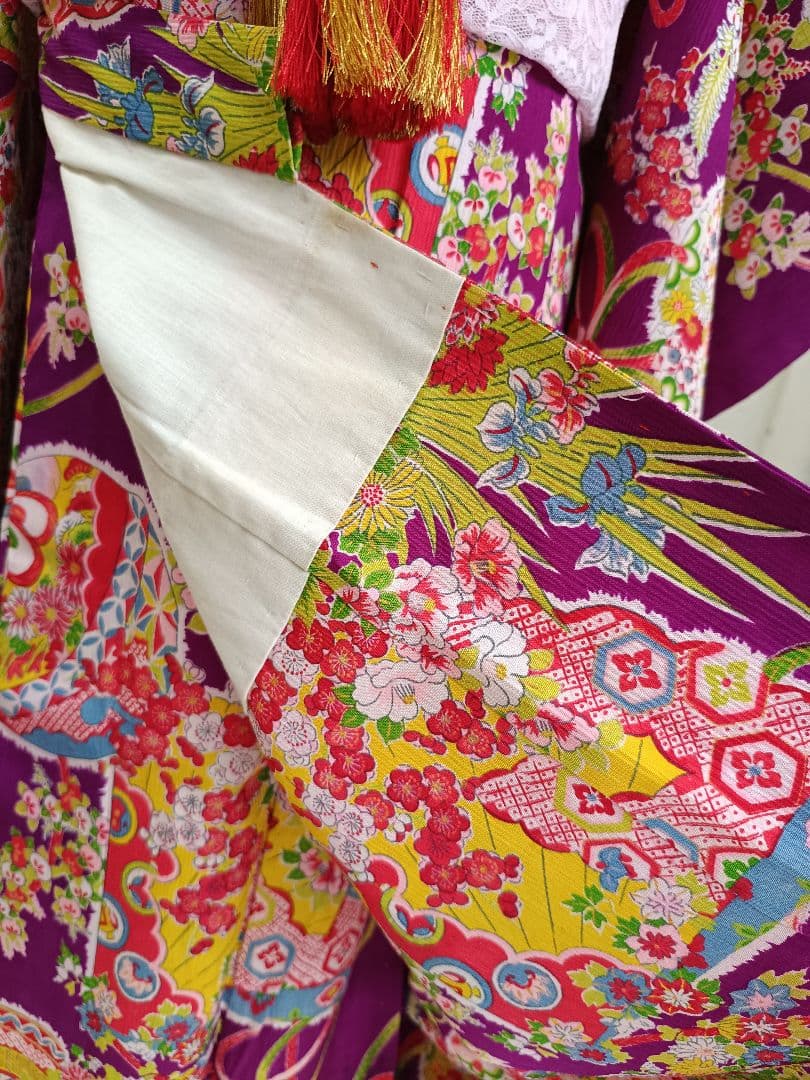 専用です☆アンティーク紫　百花繚乱着物と作り帯☆七五三