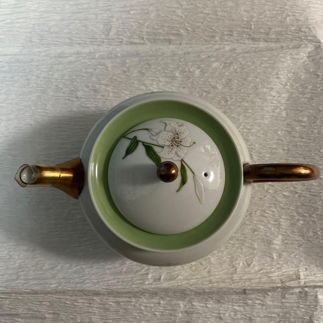 深川製磁　君島一郎　キミジマ　百合　急須　湯呑み　菓子皿