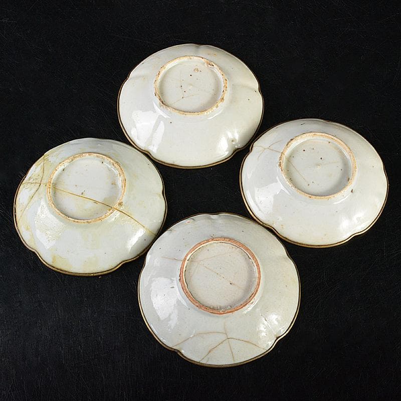 中国 徳化窯 白磁 銅覆輪 輪花皿 四客 V R7320 - メルカリ