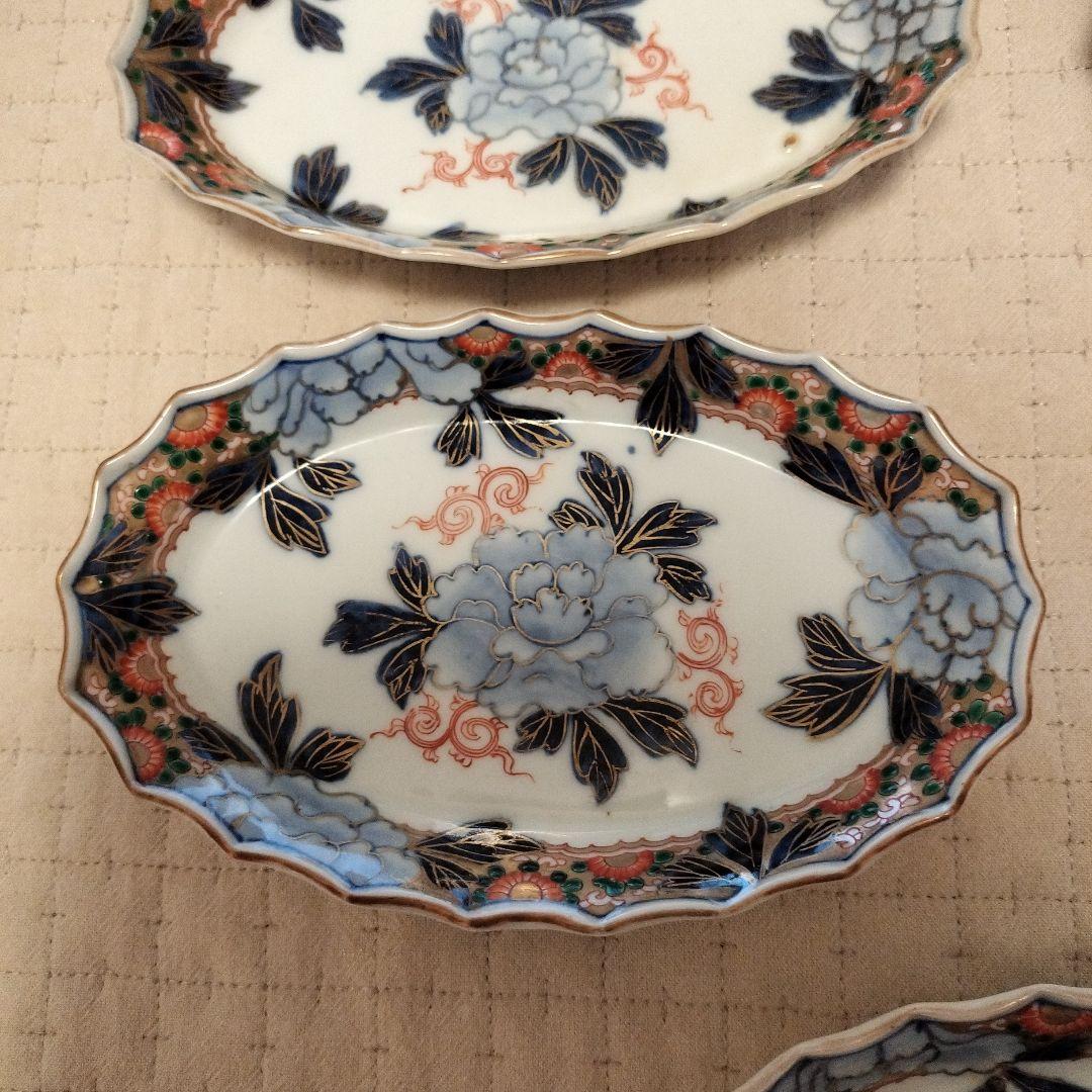 【冨貴長春】花柄 楕円形皿 5枚セット